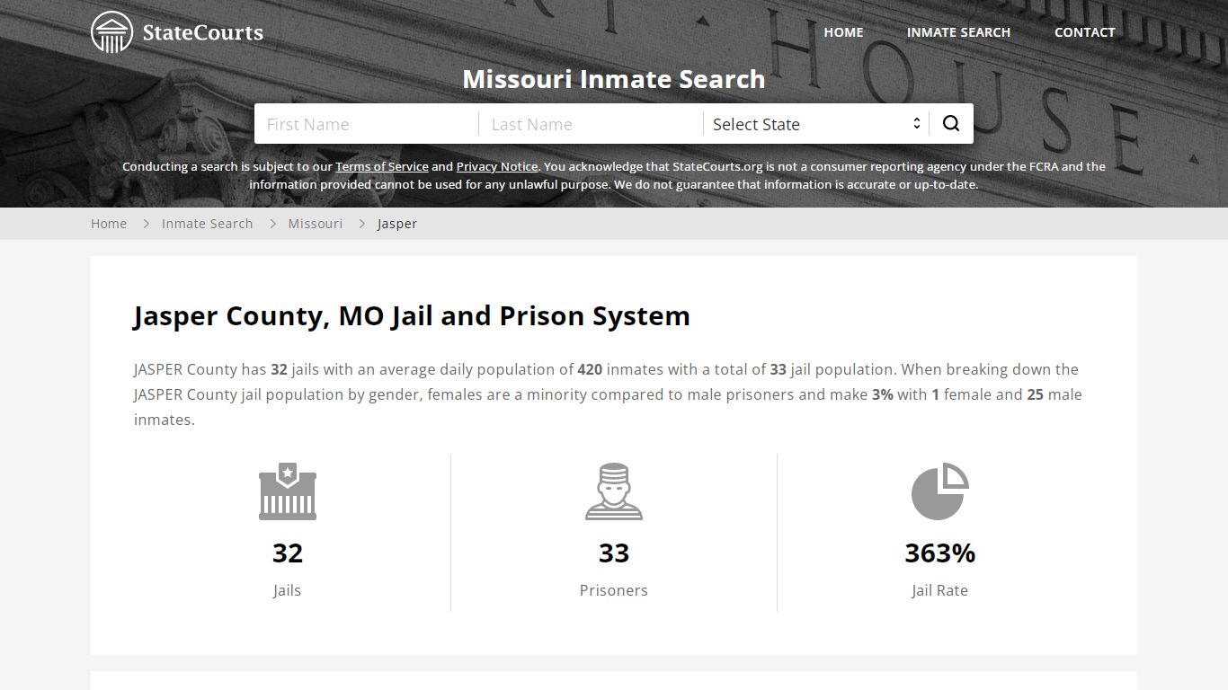 Jasper County, MO Inmate Search - StateCourts